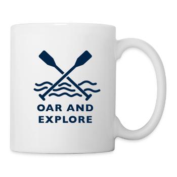 Oar and Explore Line Art - Kayaking Adventure - Mug - white - Right