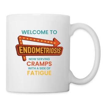 Endometriose-Bewusstsein – Retro-Diner-Schild - Tasse - Weiß - Rechts