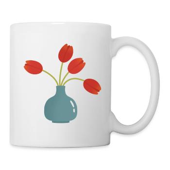 Tulpenexplosion in türkisfarbener Vase - Tasse - Weiß - Rechts