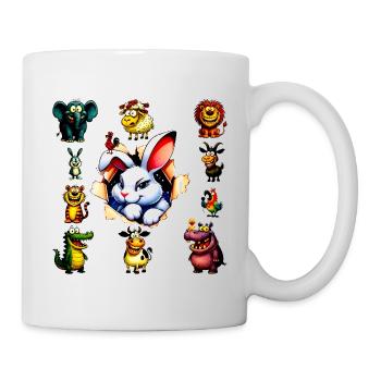 Happy Cartoon Animals Bunny Design - Mug - white - Right