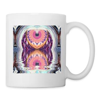 Kreismandala Reflexion in Neonfarben - Tasse - Weiß - Rechts