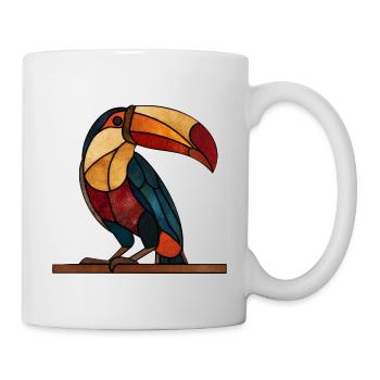 Tukan im Glasmosaik-Stil Kunstvolles Vogel Design - Tasse - Weiß - Rechts