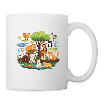 Tierwald Safari Collage - Tasse - Weiß - Rechts