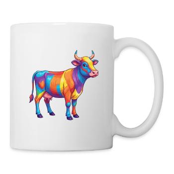 Bunte Kuh-Regenbogen-Pop-Art-Aquarell - Tasse - Weiß - Rechts