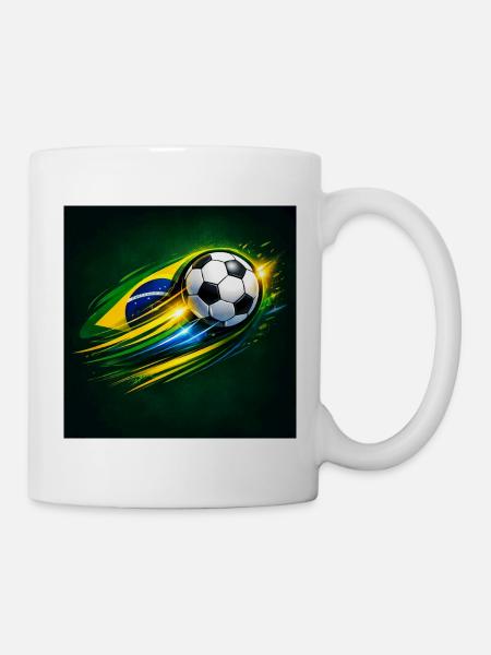 Brasilien Flagge Fußball Schwung - Tasse - Weiß