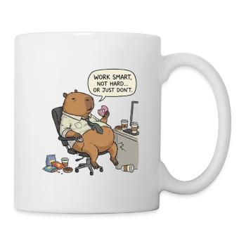 Capybara beaver at work: Lazy instead of work - Mug - white - Right