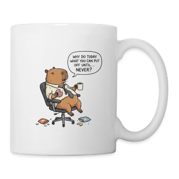 Prokrastinierender Capybara Biber im Büro - Tasse - Weiß - Rechts