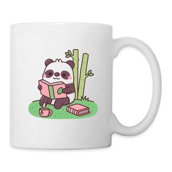 Cute Panda Reading A Book Near Bamboo Plants - Mug - white - Right