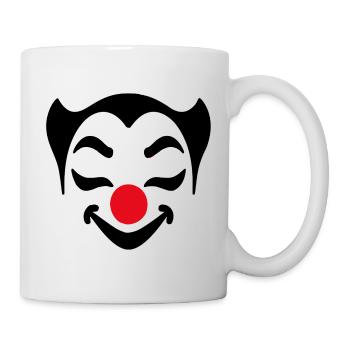 Fröhliches Clown Gesicht Karneval Fasnet Fasching - Tasse - Weiß - Rechts