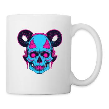 Neon Skull with Ram Horn - Mug - white - Right