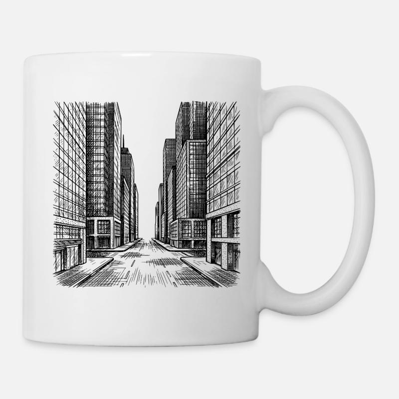 Moderner Straßenzug - Tasse - Weiß