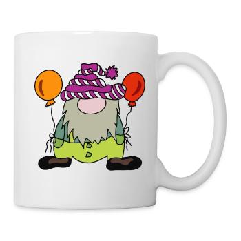 Costume Carnival Gnome Dwarf with Colorful Balloons - Mug - white - Right