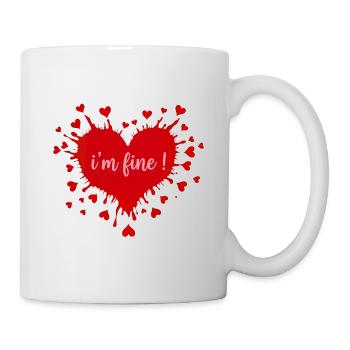 I Am Fine — Minimalist Emotional Heart - Mug - white - Right
