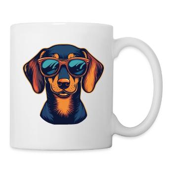 Dackel Hund mit Sonnenbrille Brille - Tasse - Weiß - Rechts