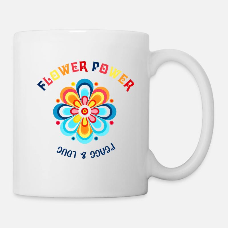 Flower Power Farbblüte Design - Tasse - Weiß
