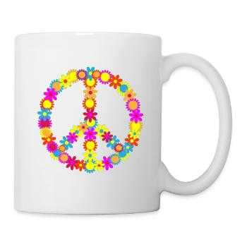 Symbole hippie coloré du Flower Power - Mug blanc - blanc - Droite