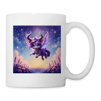 Lila Drache Mondflug - Tasse - Weiß - Rechts