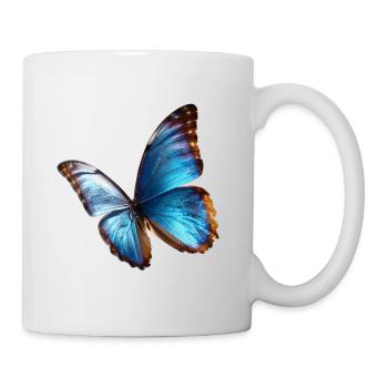 Bright Blue Butterfly Noble Nature Art - Mug - white - Right