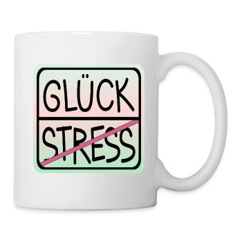 IDENTITÄT STRESS GLÜCK - Tasse - Weiß - Rechts