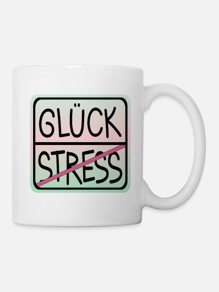 IDENTITÄT STRESS GLÜCK - Tasse - Weiß