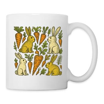 Illustration des lapins du jardin de carottes - Mug blanc - blanc - Droite