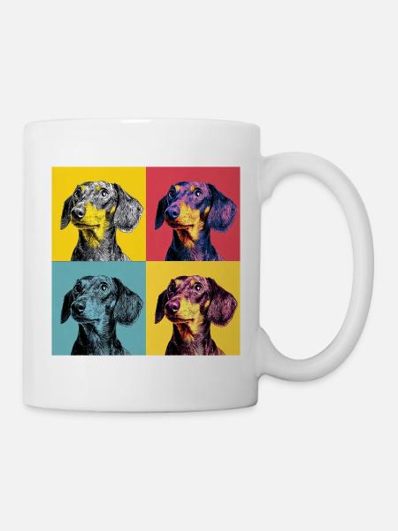 Pop Art Dackel-Quad - Tasse - Weiß