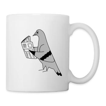 Pigeon Reading a Newspaper – Urban Minimal Illustr - Mug - white - Right