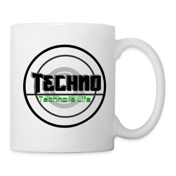Logo néon Techno is Life - Mug blanc - blanc - Droite