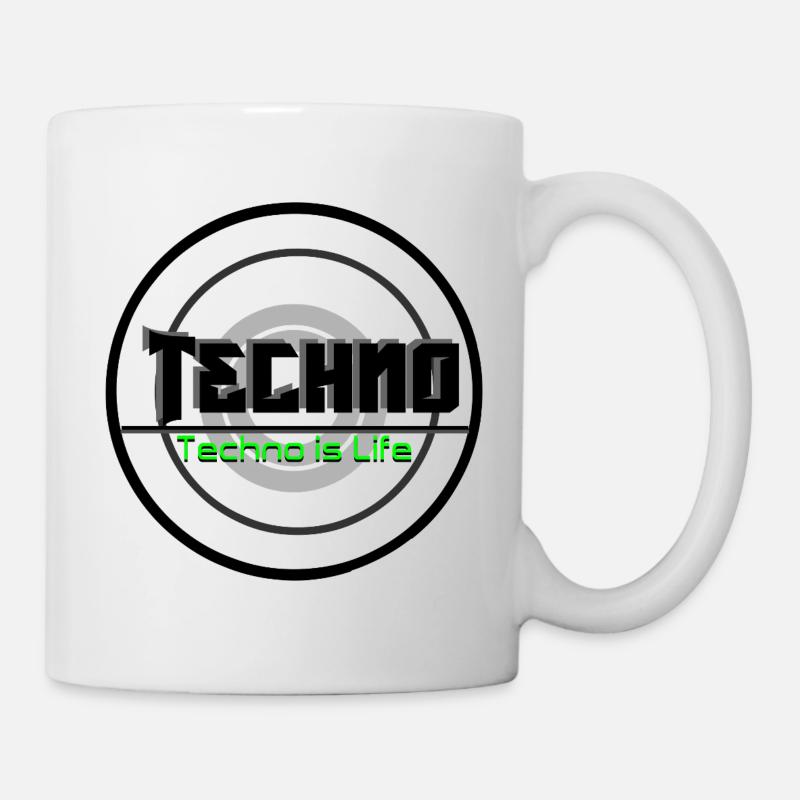 Logo néon Techno is Life - Mug blanc - blanc