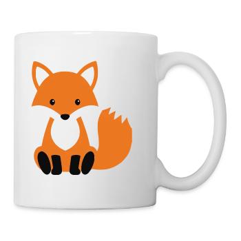 Süßer sitzender Fuchs minimalistischen Stil - Tasse - Weiß - Rechts
