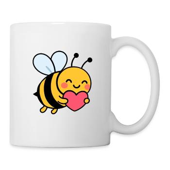 Glückliche Biene mit Herz - Tasse - Weiß - Rechts