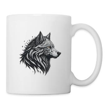 Loup noir géométrique - Mug blanc - blanc - Droite