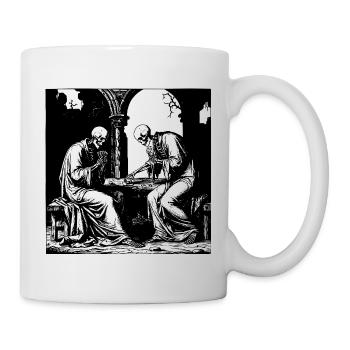 Skeletons play cards - Mug - white - Right