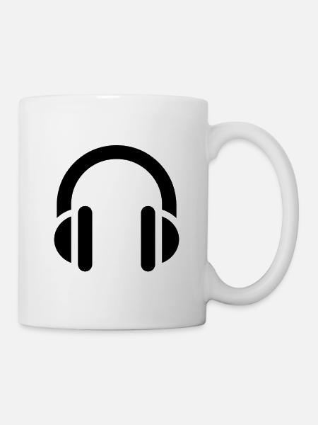 Musik und Rhythmus, Kopfhörer, Logo-Ohrhörer - Tasse - Weiß