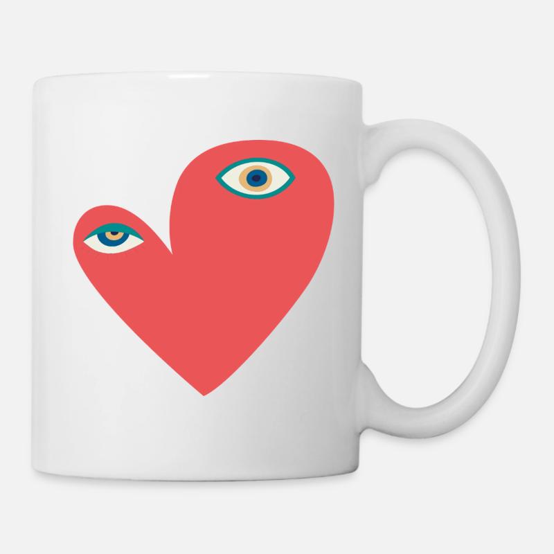 Cœur surréaliste aux yeux - Mug blanc - blanc