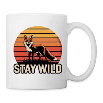 Stay Wild Fuchs – Retro Vintage Sonnenuntergang - Tasse - Weiß - Rechts