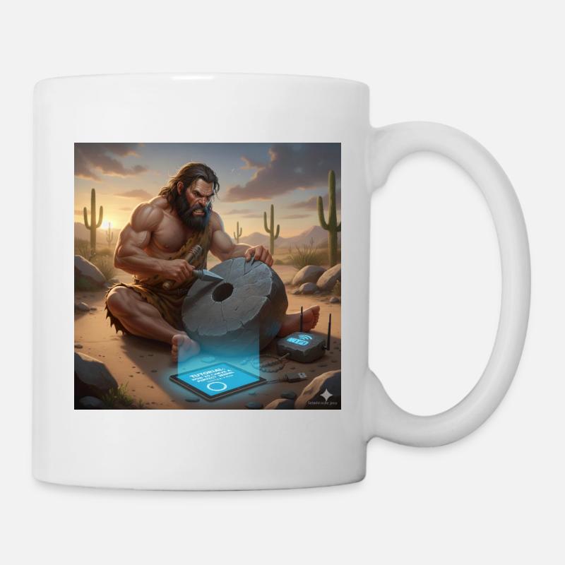 Caveman Tech Support – Das erste Tutorial - Tasse - Weiß