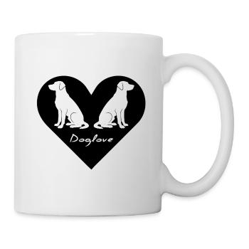 Amour du chien, logo du chien, silhouette - Mug blanc - blanc - Droite