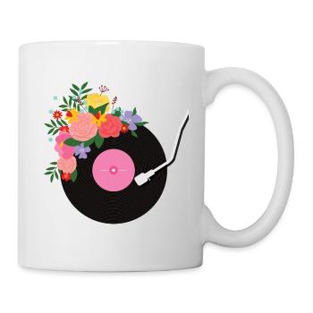 Disque vinyle fleuri - Mug blanc - blanc - Droite