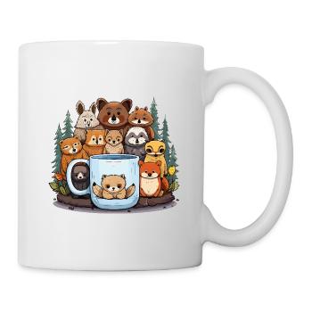 Waldtiere um Becher - Tasse - Weiß - Rechts