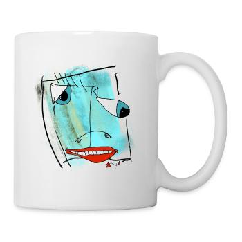 Abstract Face Design Watercolor - Mug - white - Right