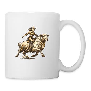 Western Reiter auf Schaf - Tasse - Weiß - Rechts