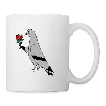 Pigeon with Roses – Urban Minimal Illustration - Mug - white - Right