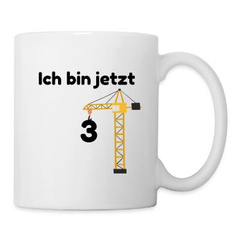 3rd Birthday Kids Shirt – Construction Crane Motif - Mug - white - Right