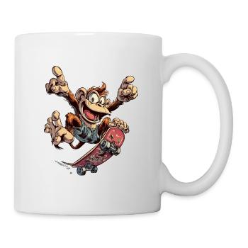 Skater Affe Cooles Comic Design im Streetwear Look - Tasse - Weiß - Rechts