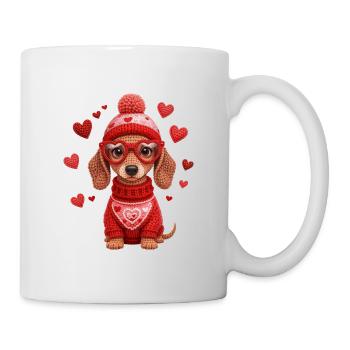 Dackel Liebe Valentinstag Herzmotiv - Tasse - Weiß - Rechts