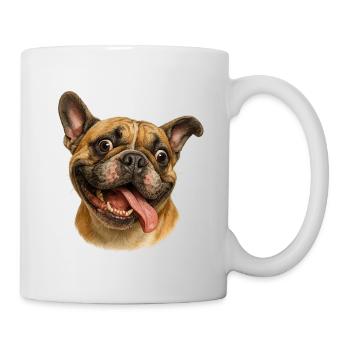 Fröhlicher Hundekopf mit Zunge - Tasse - Weiß - Rechts