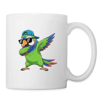 Cool Dabbing Parrot Sonnenbrille Cartoon-Kunst - Tasse - Weiß - Rechts