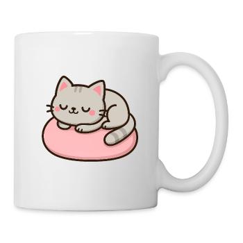 Sweet Cat on Pink Cushion - Mug - white - Right