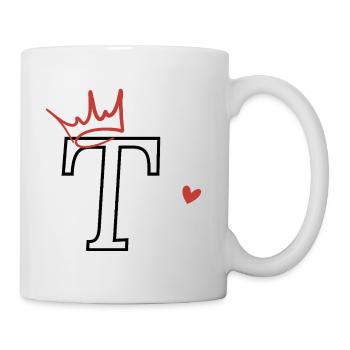 Buchstabe t Kronenherz - Tasse - Weiß - Rechts